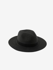 Černý slaměný klobouk Pieces Vyra - ONE SIZE
