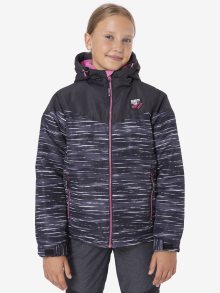 Růžovo-černá holčičí žíhaná zimní bunda s kapucí SAM 73 Thia - 128