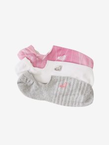 Sada tří párů dámských ponožek v bílé, světle šedé a růžové barvě Roxy - ONE SIZE