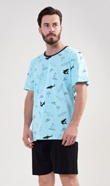 Pánské pyžamo šortky Vienetta Secret Oceán | azurová | M