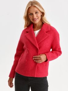 Tmavě růžový dámský kabátek s příměsí vlny TOP SECRET - XS