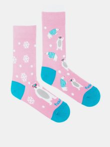 Růžové vzorované ponožky Fusakle Snowflake méďa - 35-38