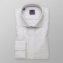 Pánská slim fit košile bílá s kostkovaným vzorem 14716