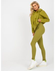 Dámská souprava s mikinou s kapucí dvoudílná tepláková ELA olivová 