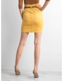 Dámská sukně vypasovaná džínová SLIM žlutá  