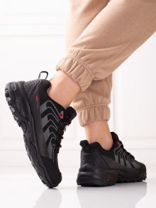 Stylové černé  trekingové boty dámské bez podpatku