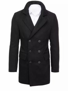 Dstreet Elegantní černý kabát s dvojřadým zapínáním