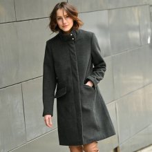 Blancheporte Kabát na zip, vlněný vzhled antracitový melír 36