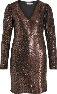VILA Koktejlové šaty \'Sandy\' bronzová / černá