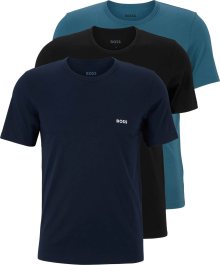 BOSS Black Tričko \'TShirtRN 3P Classic\' modrá / námořnická modř / černá / bílá