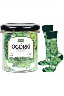 Ponožky SOXO v zavařovací lahvi - kysané okurky zelená 35-40