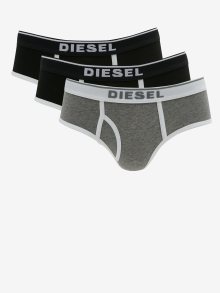 Sada tří dámských kalhotek v šedé a černé barvě Diesel - S