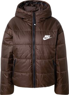 Nike Sportswear Zimní bunda tmavě hnědá / bílá