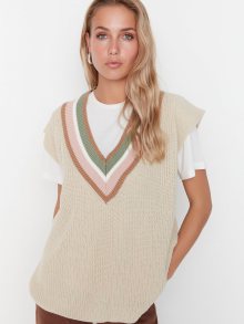 Béžová dámská svetrová vesta Trendyol - S