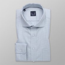 Pánská slim fit košile světle modrá s dvojbarevnou kostičkou 14798