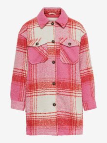 Růžová holčičí kostkovaná košilová bunda ONLY Anja - 116