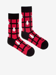 Černo-červené dámské vzorované ponožky Fusakle sromec cerveny  - 35-38