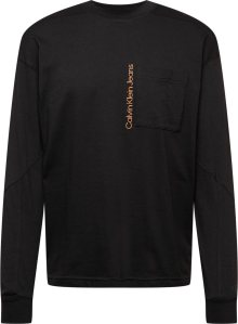 Calvin Klein Jeans Tričko pastelově oranžová / černá