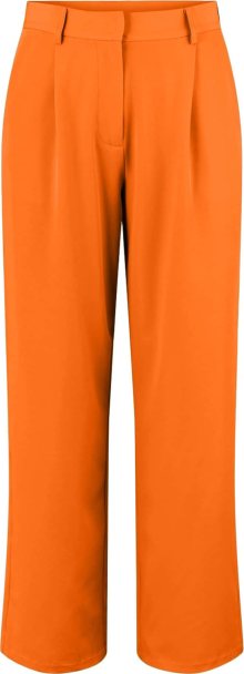 PIECES Kalhoty se sklady v pase oranžová