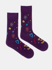 Fialové vzorované ponožky Fusakle Osmdesátky - 35-38