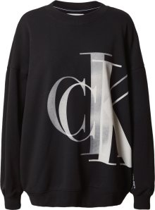 Calvin Klein Jeans Mikina světle šedá / černá / bílá
