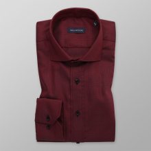Pánská slim fit košile v bordó barvě s jemným vzorem 14794
