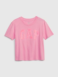 Růžové holčičí tričko organic logo GAP - 104-110