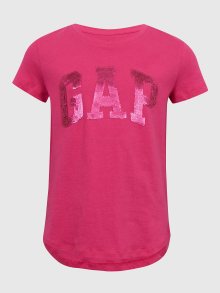 Tmavě růžové holčičí bavlněné tričko s logem GAP  - 104-110