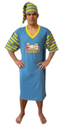 Pánská modrá noční košile Pat a Mat Pivaři | modrá | L