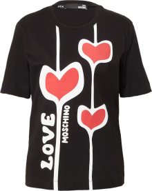 Love Moschino Tričko \'3HEARTS\' červená / černá / bílá