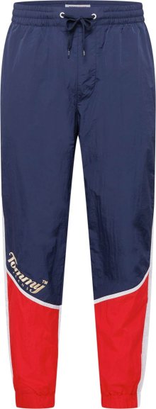 Tommy Jeans Kalhoty námořnická modř / oranžově červená / bílá