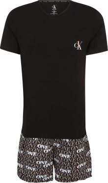 Calvin Klein Underwear Pyžamo krátké světle hnědá / černá / bílá