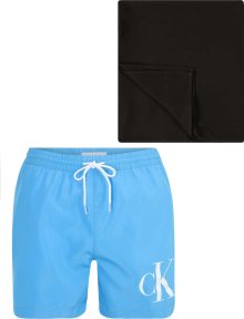 Calvin Klein Swimwear Plavecké šortky azurová / černá / bílá