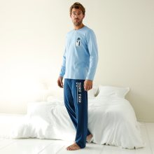 Blancheporte Pyžamo s kalhotami a potiskem \"surf trip\" nebeská modrá/nám.modrá 77/86 (S)
