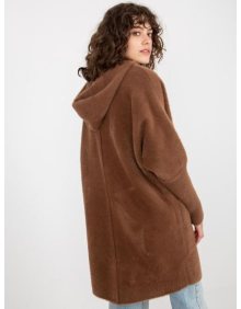Dámský kabát z alpaky s kapucí DEMI hnědý 