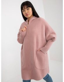Dámský kabát z alpaky se zapínáním na zip WHITNEY růžový  