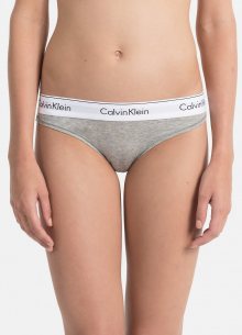 Calvin Klein šedé kalhotky s bílou širokou gumou Bikini  - XS