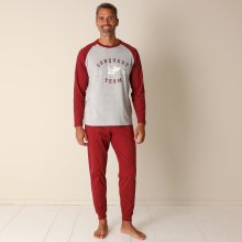 Blancheporte Dvoubarevné bavlněné pyžamo s kalhotami bordó 77/86 (S)