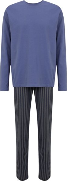 SCHIESSER Pyžamo dlouhé noční modrá / chladná modrá / šedá
