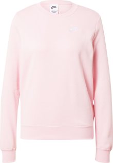Nike Sportswear Sportovní mikina pastelově růžová / bílá