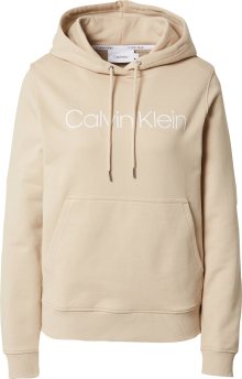 Calvin Klein Mikina tmavě béžová / bílá