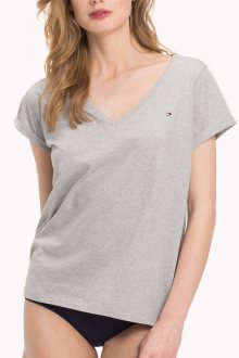 Tommy Hilfiger šedé dámské tričko s výstřihem VN Tee SS - XS