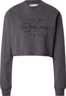 Calvin Klein Jeans Mikina tmavě šedá / černá