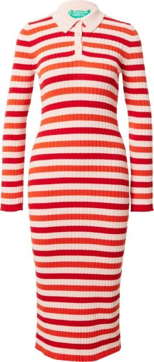 UNITED COLORS OF BENETTON Úpletové šaty pudrová / burgundská červeň / světle červená
