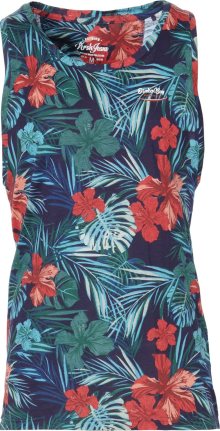 KOROSHI Tričko marine modrá / aqua modrá / smaragdová / rezavě červená