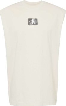 Calvin Klein Jeans Tričko stříbrná / bílá / barva vaječné skořápky