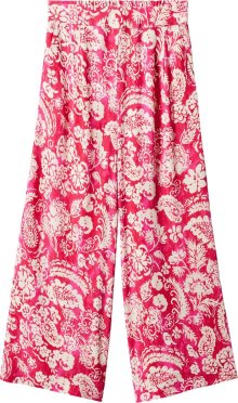 MANGO Kalhoty se sklady v pase \'LIFE\' pitaya / světle růžová / bílá