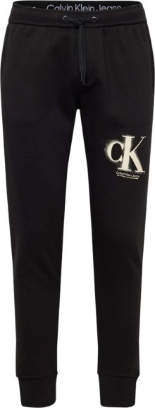 Calvin Klein Jeans Kalhoty krémová / černá