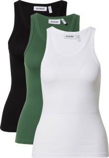 WEEKDAY Top olivová / černá / bílá