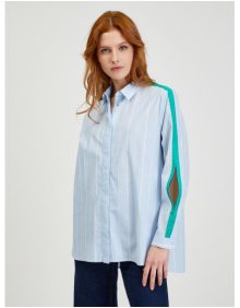 Světle modrá dámská pruhovaná oversize košile